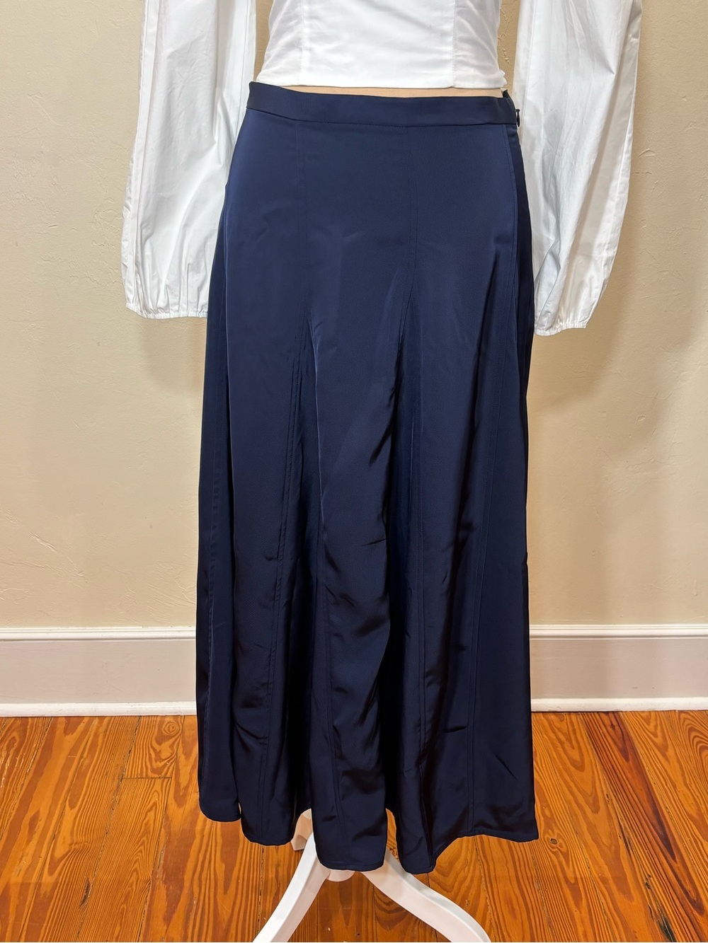 NWT Banana Republic Factory Midi Skirt Godet Twill, Navy, Size 0